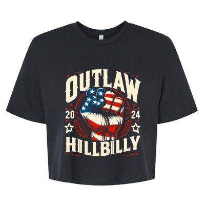 Vintage Retro Us Flag Outlaw Hillbilly 2024 Trump Vance 2024 Bella+Canvas Jersey Crop Tee