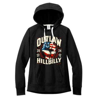 Vintage Retro Us Flag Outlaw Hillbilly 2024 Trump Vance 2024 Women's Fleece Hoodie