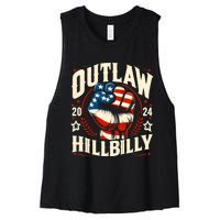 Vintage Retro Us Flag Outlaw Hillbilly 2024 Trump Vance 2024 Women's Racerback Cropped Tank