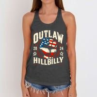 Vintage Retro Us Flag Outlaw Hillbilly 2024 Trump Vance 2024 Women's Knotted Racerback Tank