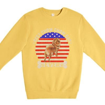 Vintage Retro Usa Flag Best Chow Chow Dog Dad Ever Sunset Gift Premium Crewneck Sweatshirt