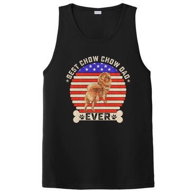 Vintage Retro Usa Flag Best Chow Chow Dog Dad Ever Sunset Gift PosiCharge Competitor Tank