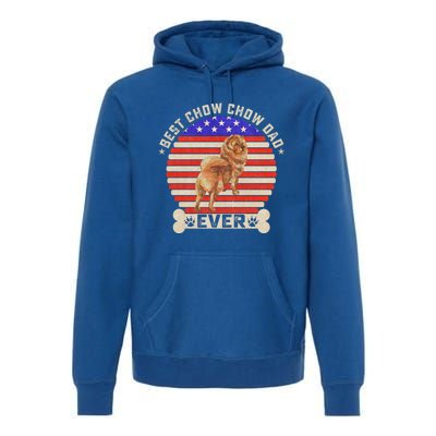 Vintage Retro Usa Flag Best Chow Chow Dog Dad Ever Sunset Gift Premium Hoodie