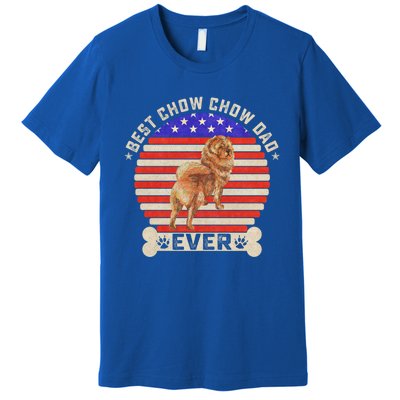 Vintage Retro Usa Flag Best Chow Chow Dog Dad Ever Sunset Gift Premium T-Shirt