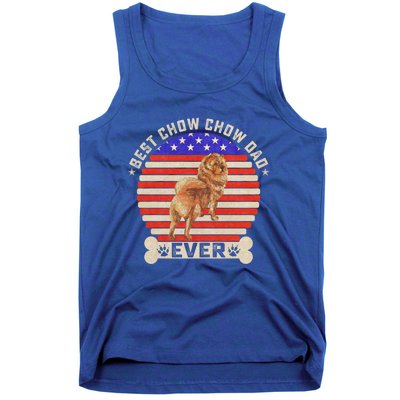 Vintage Retro Usa Flag Best Chow Chow Dog Dad Ever Sunset Gift Tank Top