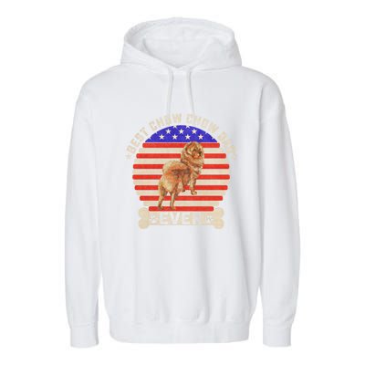 Vintage Retro Usa Flag Best Chow Chow Dog Dad Ever Sunset Gift Garment-Dyed Fleece Hoodie