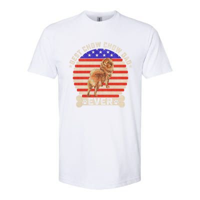 Vintage Retro Usa Flag Best Chow Chow Dog Dad Ever Sunset Gift Softstyle CVC T-Shirt