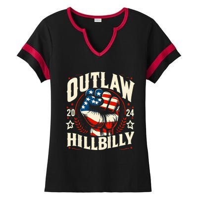 Vintage Retro Us Flag Outlaw Hillbilly 2024 Trump Vance 2024 Ladies Halftime Notch Neck Tee