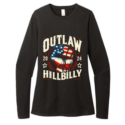 Vintage Retro Us Flag Outlaw Hillbilly 2024 Trump Vance 2024 Womens CVC Long Sleeve Shirt