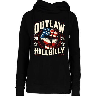 Vintage Retro Us Flag Outlaw Hillbilly 2024 Trump Vance 2024 Womens Funnel Neck Pullover Hood