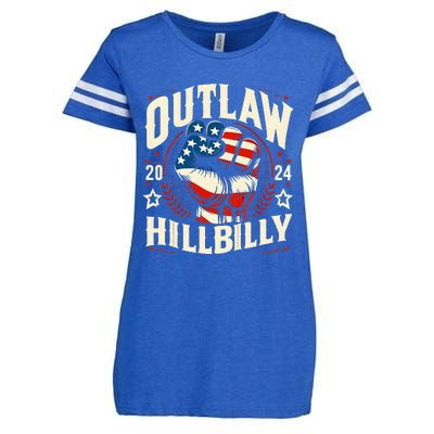 Vintage Retro Us Flag Outlaw Hillbilly 2024 Trump Vance 2024 Enza Ladies Jersey Football T-Shirt