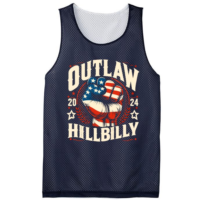 Vintage Retro Us Flag Outlaw Hillbilly 2024 Trump Vance 2024 Mesh Reversible Basketball Jersey Tank