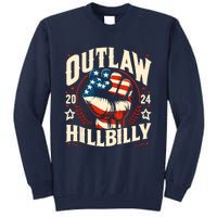 Vintage Retro Us Flag Outlaw Hillbilly 2024 Trump Vance 2024 Tall Sweatshirt