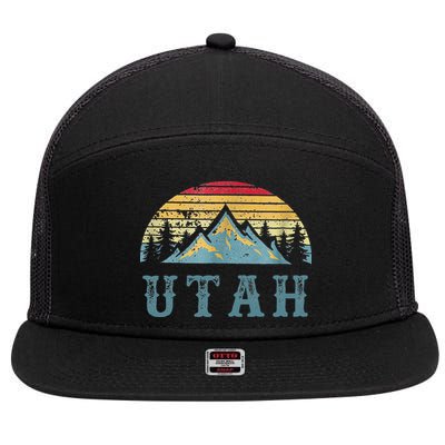 Vintage Retro UT Utah U.S. Mountain State tee 7 Panel Mesh Trucker Snapback Hat