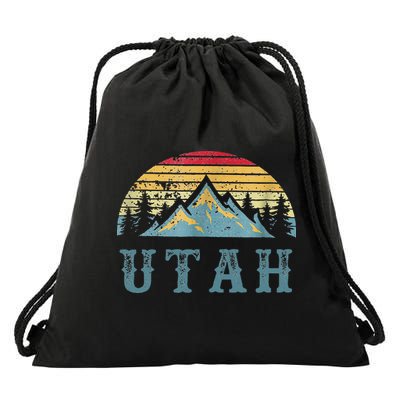 Vintage Retro UT Utah U.S. Mountain State tee Drawstring Bag