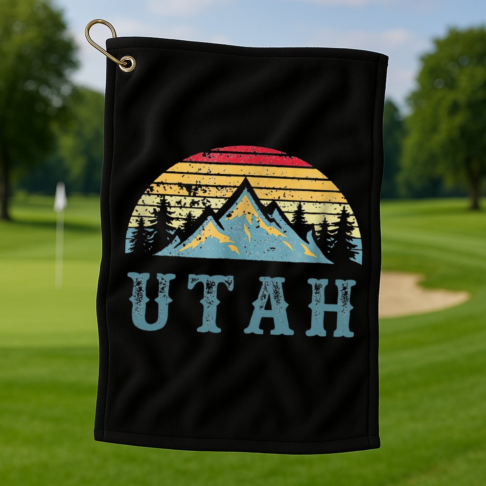 Vintage Retro UT Utah U.S. Mountain State tee Golf Towel