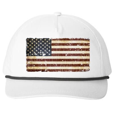 Vintage Retro Usa Us Flag Independence Day 4th Of July Great Gift Snapback Five-Panel Rope Hat