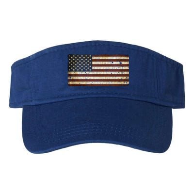 Vintage Retro Usa Us Flag Independence Day 4th Of July Great Gift Valucap Bio-Washed Visor