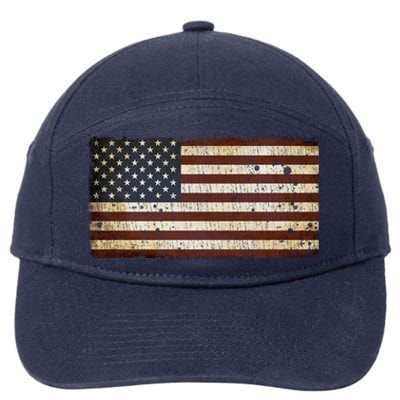 Vintage Retro Usa Us Flag Independence Day 4th Of July Great Gift 7-Panel Snapback Hat