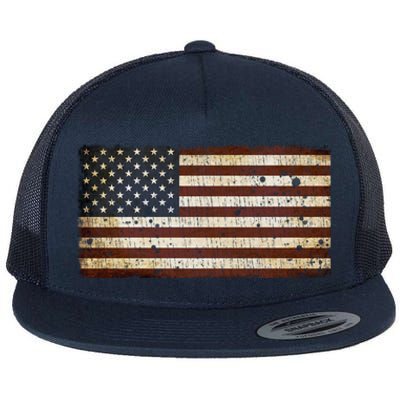 Vintage Retro Usa Us Flag Independence Day 4th Of July Great Gift Flat Bill Trucker Hat