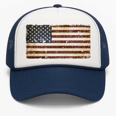 Vintage Retro Usa Us Flag Independence Day 4th Of July Great Gift Trucker Hat