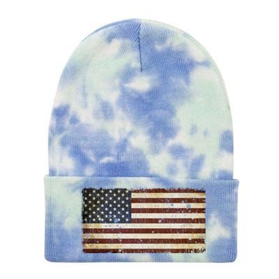 Vintage Retro Usa Us Flag Independence Day 4th Of July Great Gift Tie Dye 12in Knit Beanie