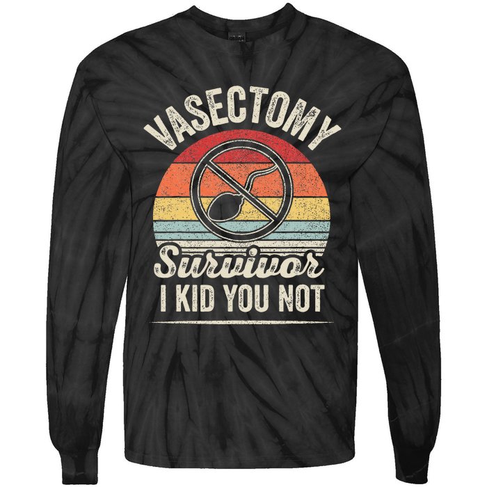 Vintage Retro Vasectomy Survivor Tie-Dye Long Sleeve Shirt