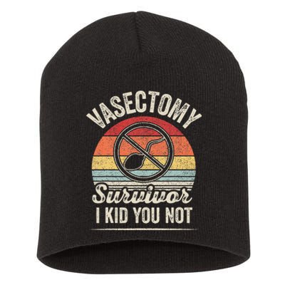 Vintage Retro Vasectomy Survivor Short Acrylic Beanie