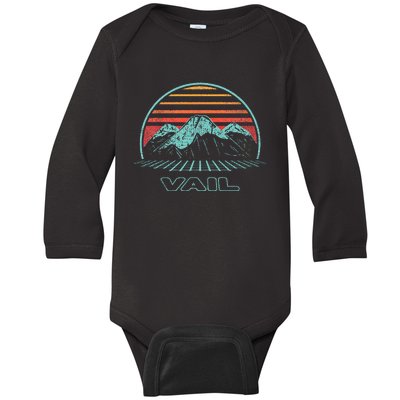 Vail Retro Vintage 80s Style Baby Long Sleeve Bodysuit