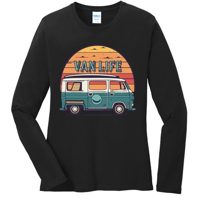 Vintage Retro Van Life Camper Van Life Meaningful Gift Ladies Long Sleeve Shirt