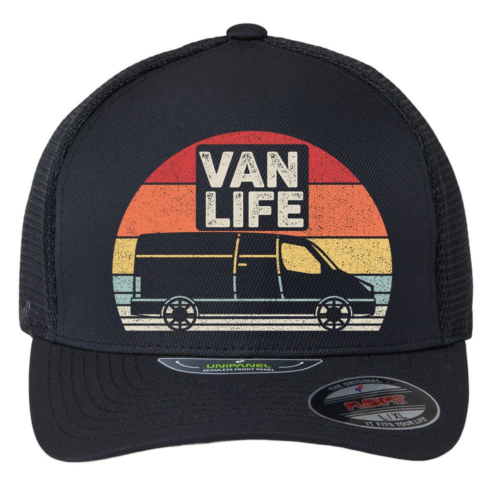 Vintage Retro Vanlife Camper Van Life Meaningful Gift Flexfit Unipanel Trucker Cap