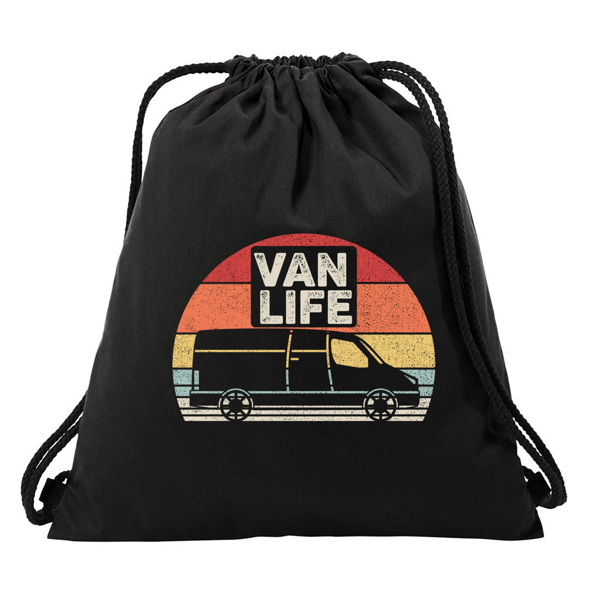 Vintage Retro Vanlife Camper Van Life Meaningful Gift Drawstring Bag