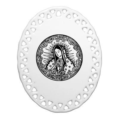 Virgin Religious Ceramic Oval Ornament