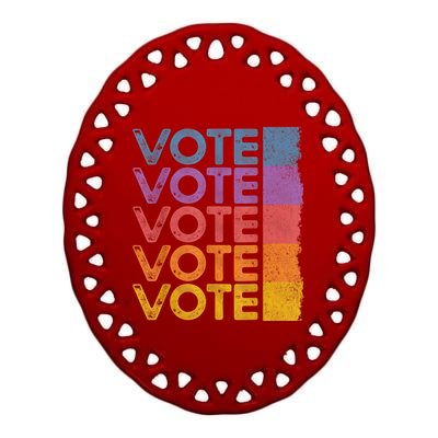 Vote Retro Vintage Election 2024 Voter Ceramic Oval Ornament