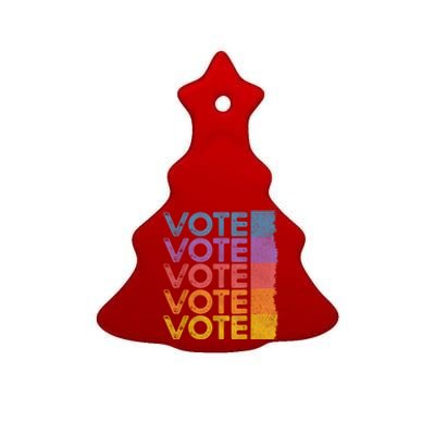 Vote Retro Vintage Election 2024 Voter Ceramic Tree Ornament