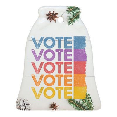 Vote Retro Vintage Election 2024 Voter Ceramic Bell Ornament