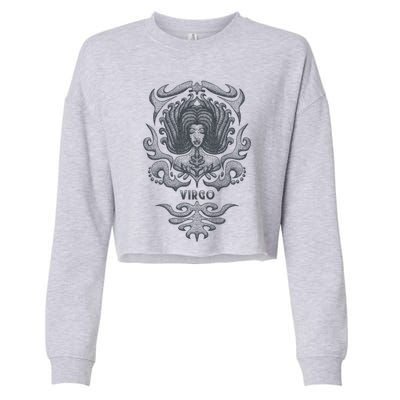 Virgo Retro Vintage Zodiac Gift Cropped Pullover Crew