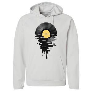 Vinyl Record Vinyl Cool Sunset Music Lover Performance Fleece Hoodie