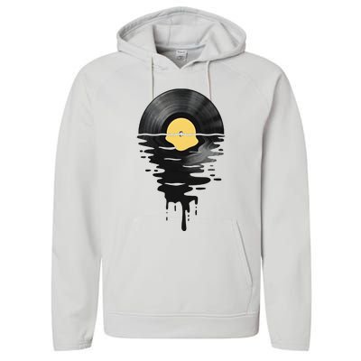 Vinyl Record Vinyl Cool Sunset Music Lover Performance Fleece Hoodie