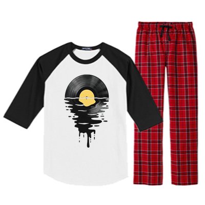 Vinyl Record Vinyl Cool Sunset Music Lover Raglan Sleeve Pajama Set