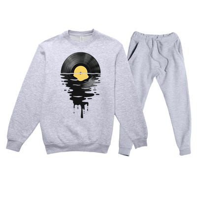 Vinyl Record Vinyl Cool Sunset Music Lover Premium Crewneck Sweatsuit Set