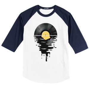 Vinyl Record Vinyl Cool Sunset Music Lover Baseball Sleeve Shirt