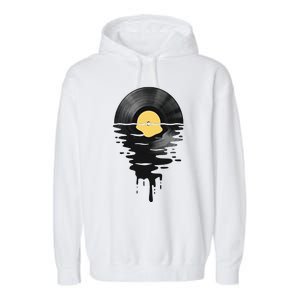 Vinyl Record Vinyl Cool Sunset Music Lover Garment-Dyed Fleece Hoodie