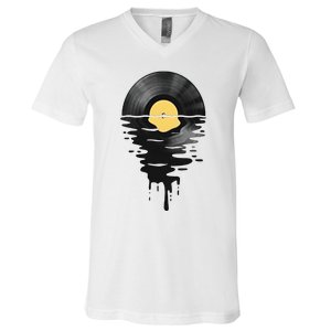 Vinyl Record Vinyl Cool Sunset Music Lover V-Neck T-Shirt