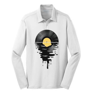 Vinyl Record Vinyl Cool Sunset Music Lover Silk Touch Performance Long Sleeve Polo