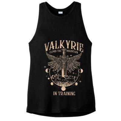 Vintage Retro Valkyrie Climb Them0untain In Training Ladies PosiCharge Tri-Blend Wicking Tank