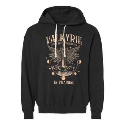 Vintage Retro Valkyrie Climb Them0untain In Training Garment-Dyed Fleece Hoodie