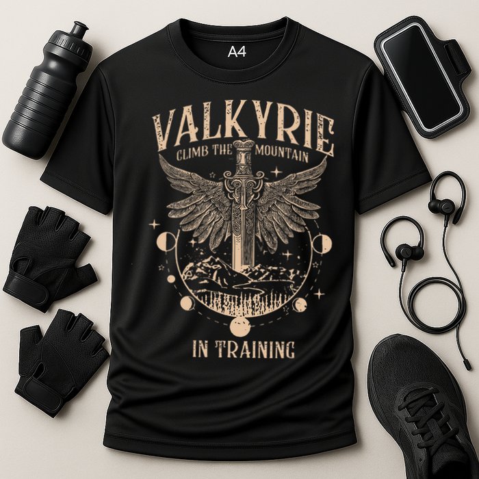 Vintage Retro Valkyrie Climb Them0untain In Training Performance Shirt