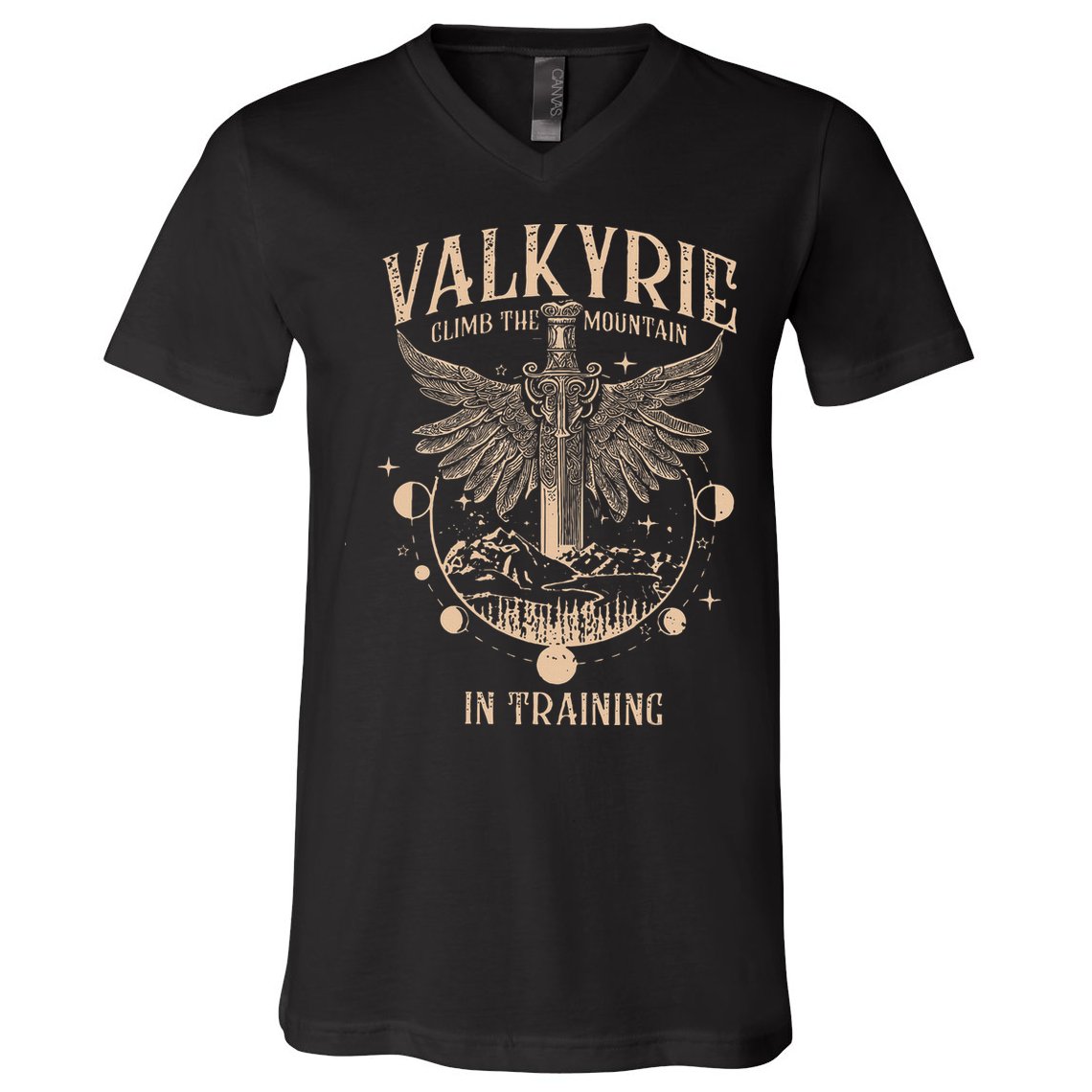 Vintage Retro Valkyrie Climb Them0untain In Training V-Neck T-Shirt