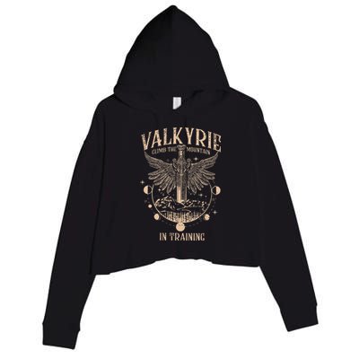 Vintage Retro Valkyrie Climb Them0untain In Training Crop Fleece Hoodie